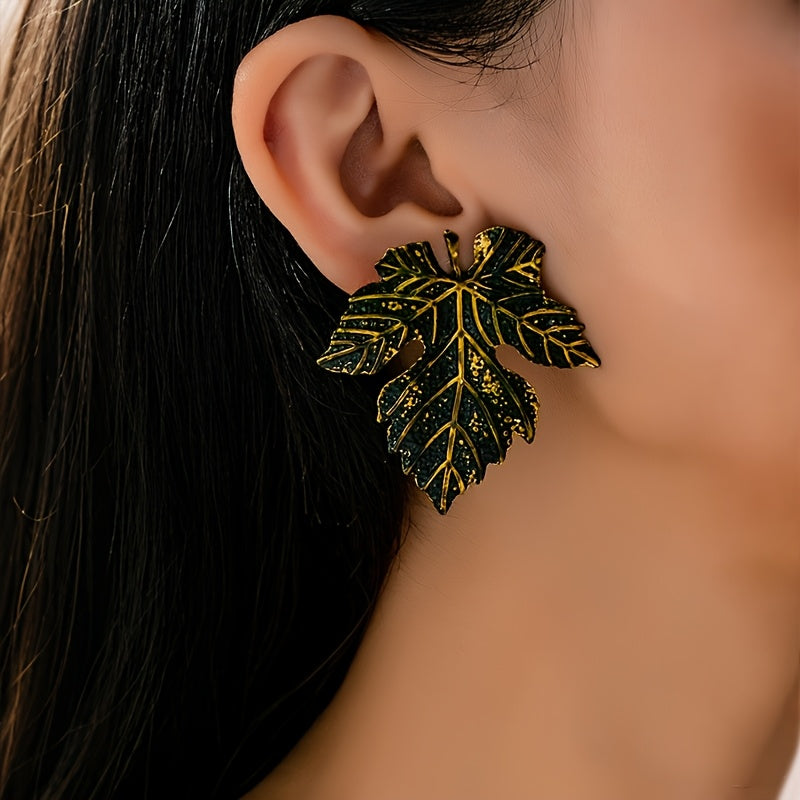 Brinco Outono Folha Maple Multicolor Dourado | By Mireva