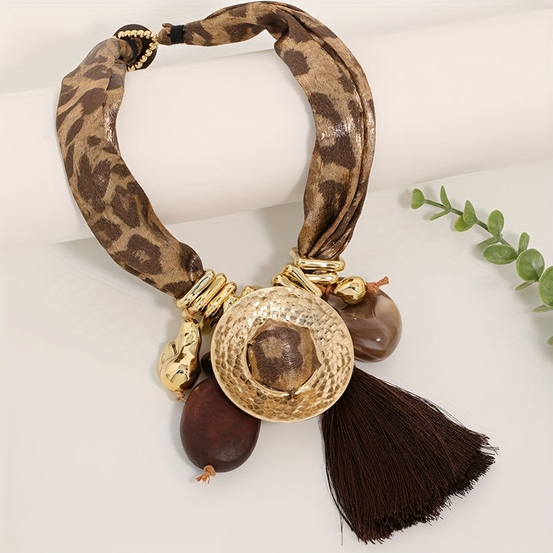 Colar Boho Leopardo Tassel & Sementes | By Mireva