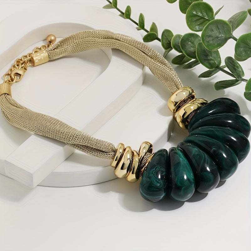 Colar Boho Gotas Âmbar Dourado | By Mireva