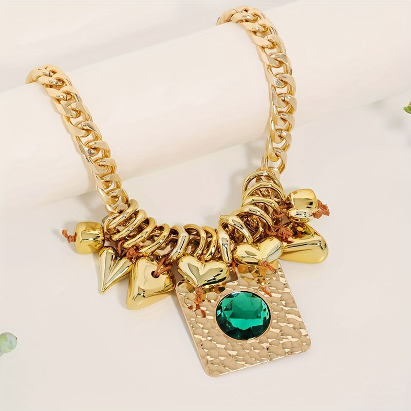 Colar Maxi Geométrico Dourado & Cristal | By Mireva