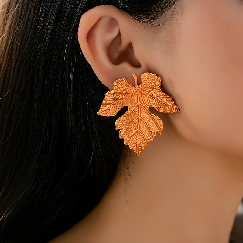 Brinco Outono Folha Maple Multicolor Dourado | By Mireva