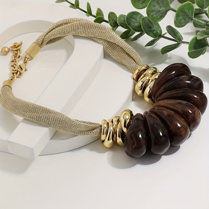 Colar Boho Gotas Âmbar Dourado | By Mireva