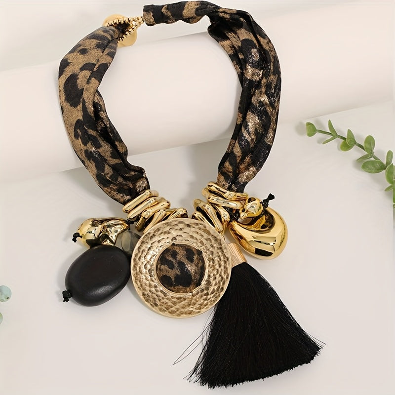 Colar Boho Leopardo Tassel & Sementes | By Mireva