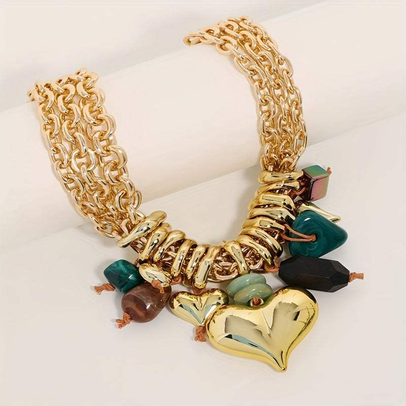 Colar Feminino Boho com Pingente de Coração