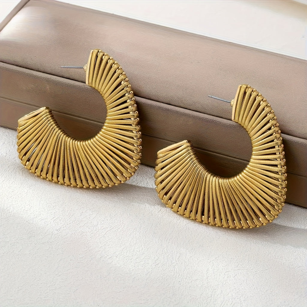 Brincos Boho Argola Espiral Dourada Trançada | By Mireva