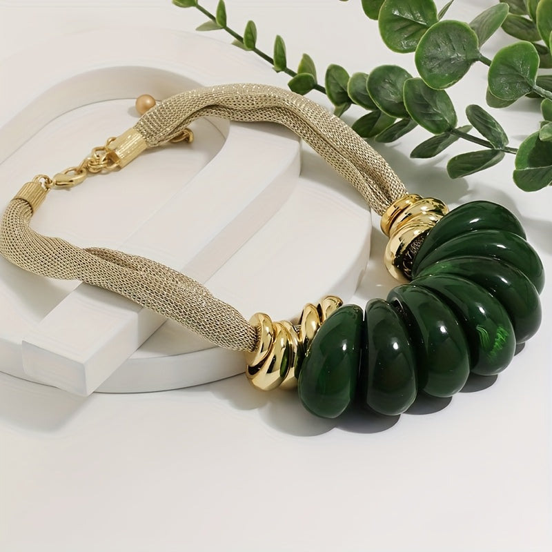 Colar Boho Gotas Âmbar Dourado | By Mireva