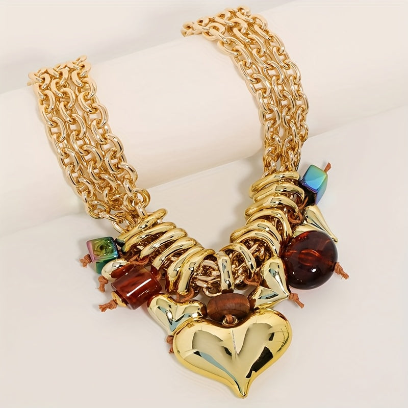 Colar Feminino Boho com Pingente de Coração