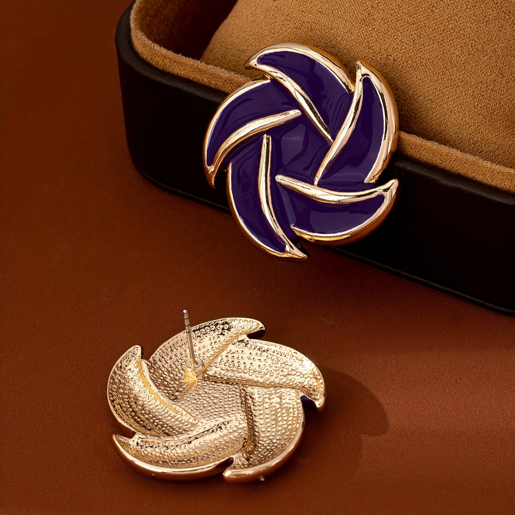 Par de Brincos Sexy Luxo Estrela Roxa Espiral Dourada | By Mireva