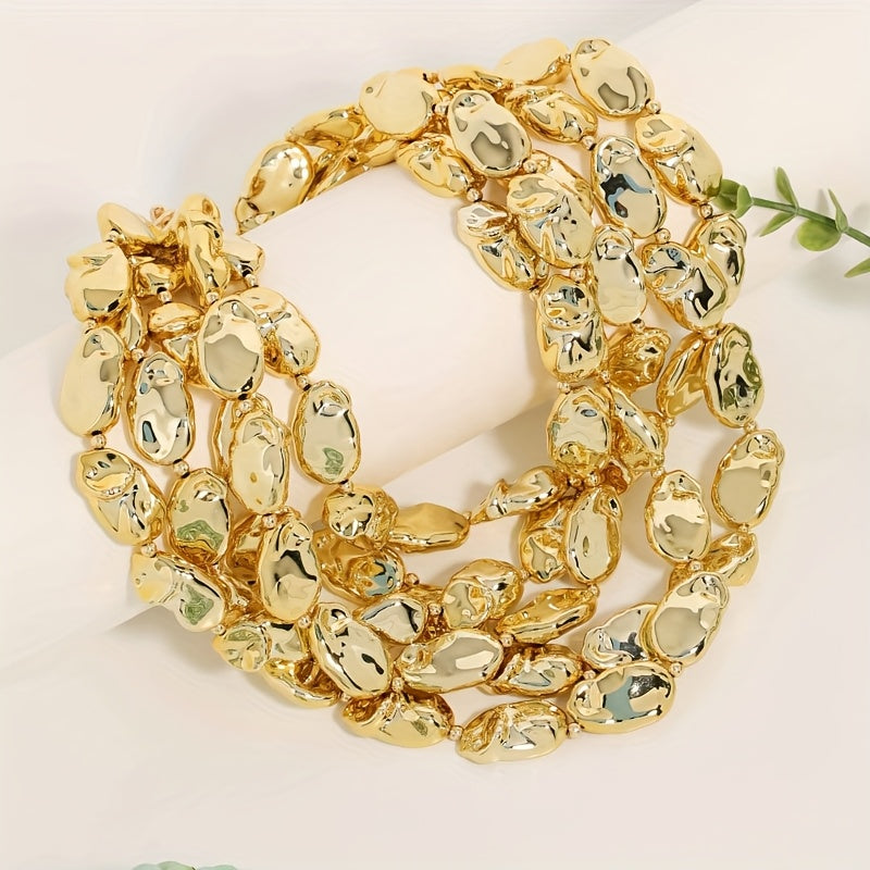 Colar Elegante Multicamadas Gotas Douradas | By Mireva