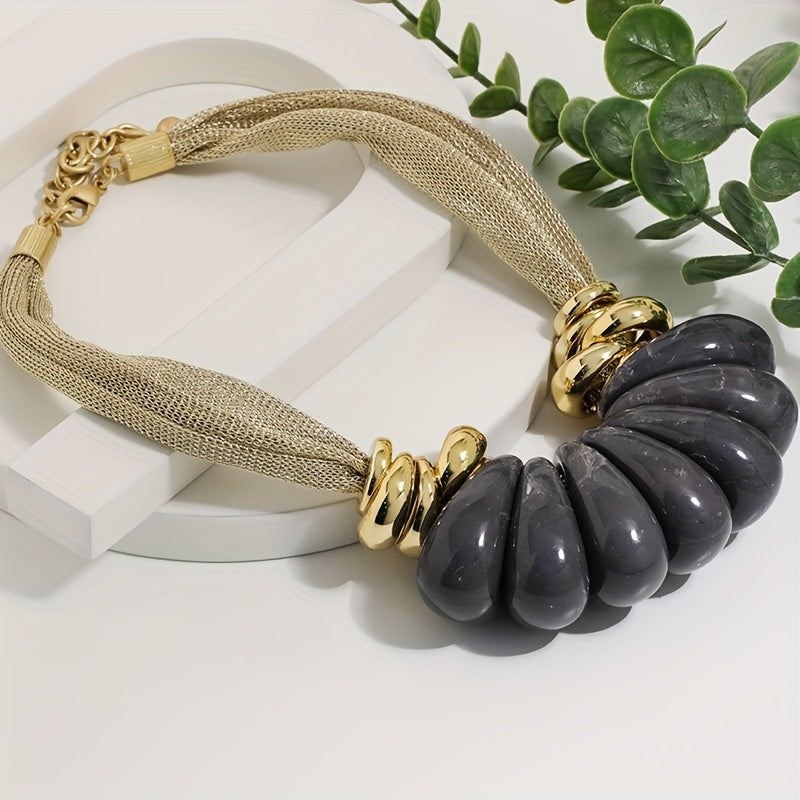 Colar Boho Gotas Âmbar Dourado | By Mireva