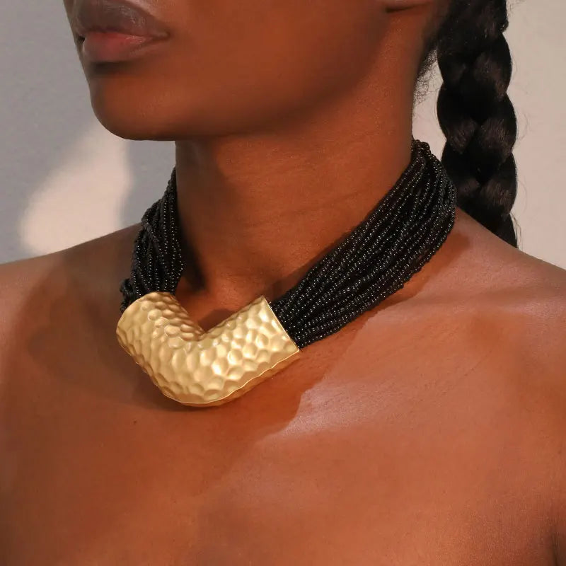 Colar Statement Boho Multicolorido Contas de Vidro | By Mireva