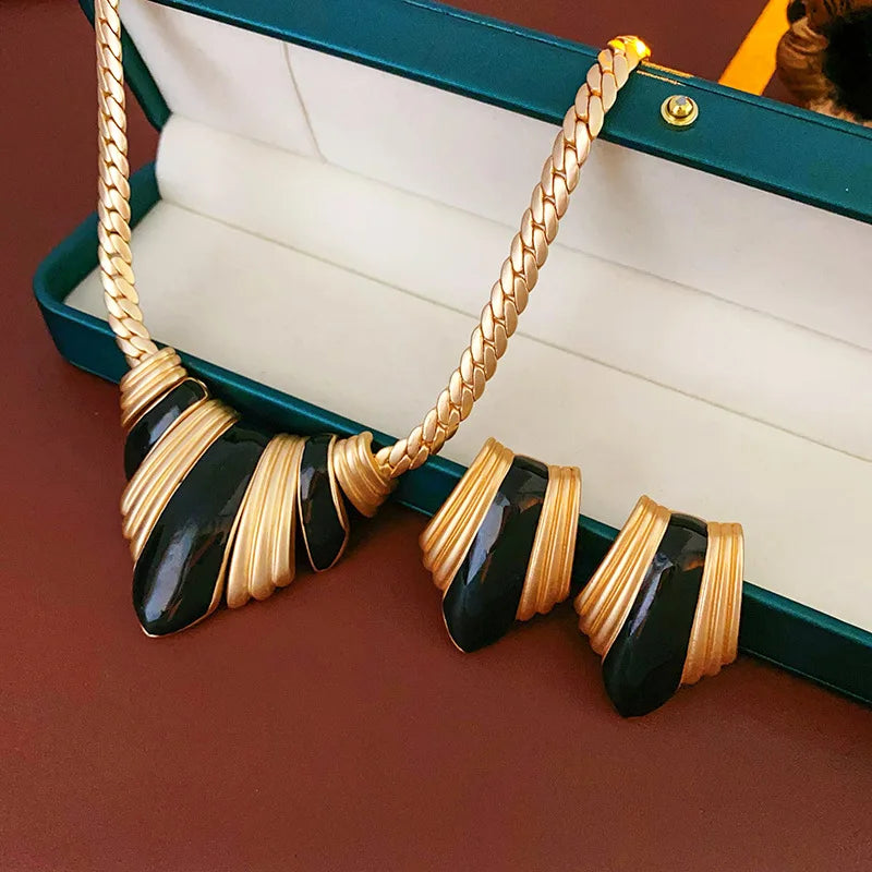Conjunto de Joias Dourado Verde Esmeralda