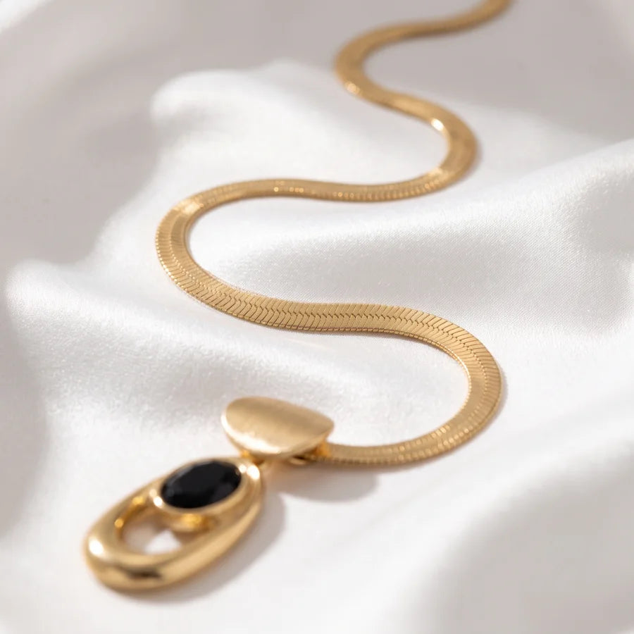 Conjunto de Joias Dourado Preto Geométrico