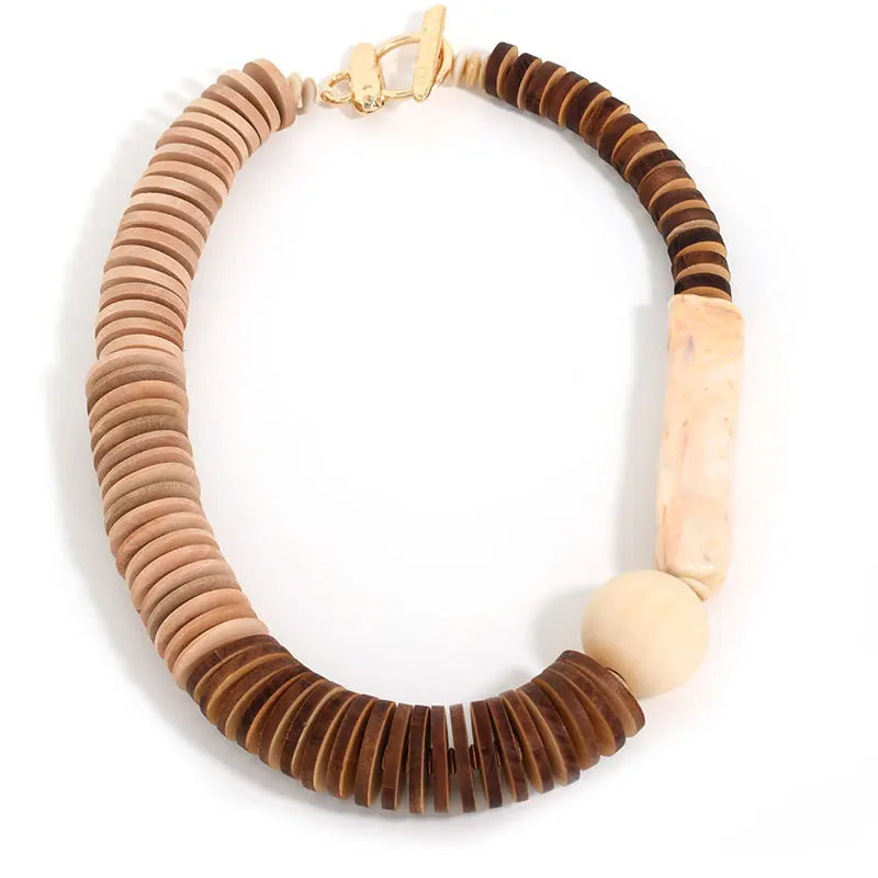 Colar Elementar em Madeira – Design Artesanal Retrô | By Mireva