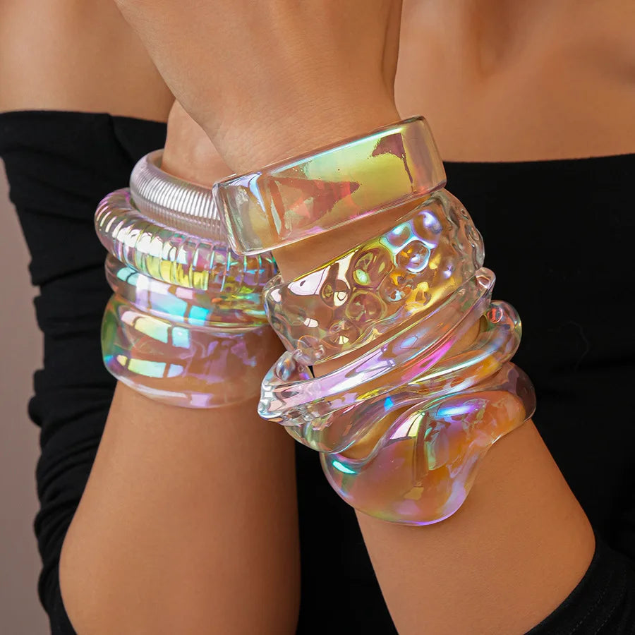 Pulseira Cuff Iridescente Transparente | By Mireva