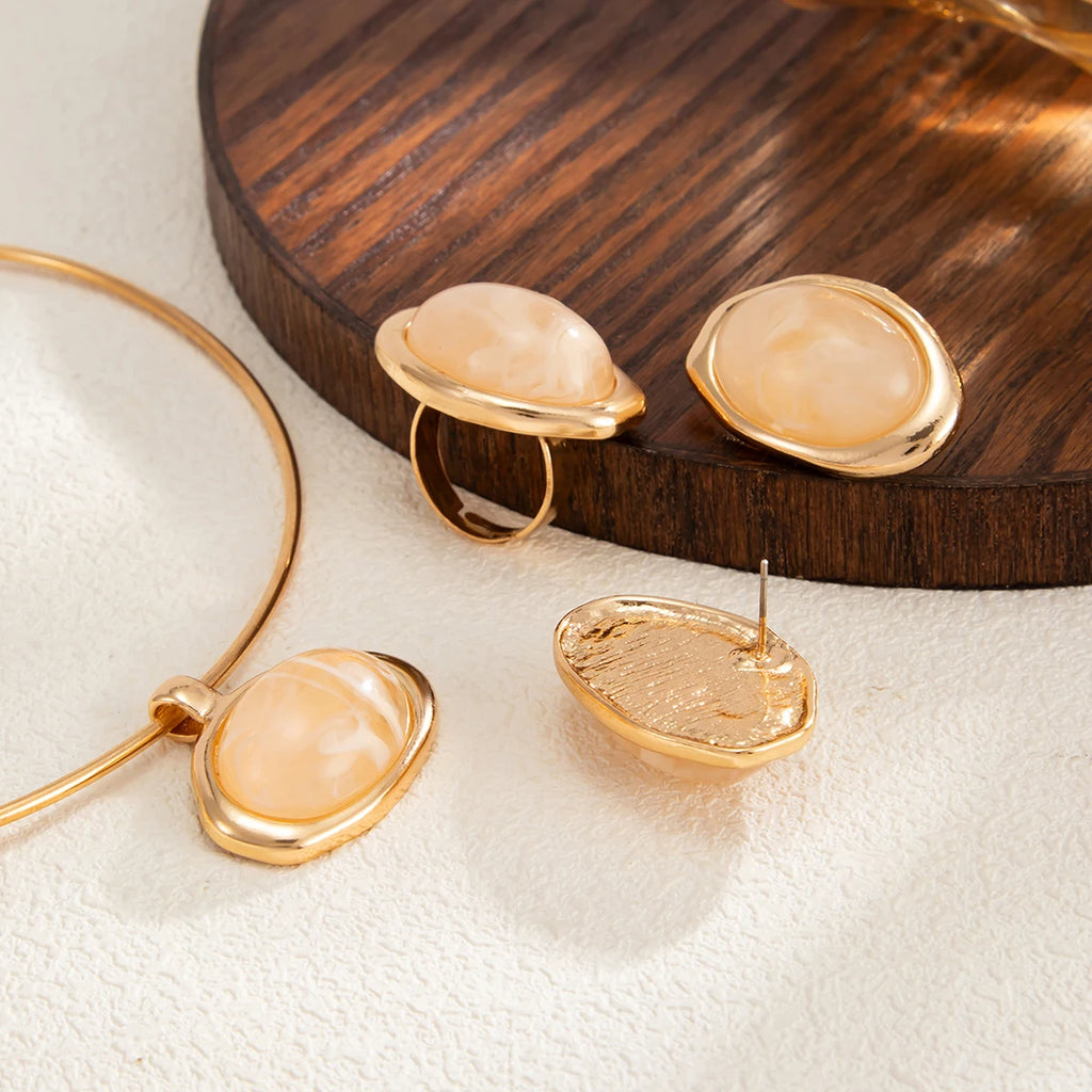 Conjunto de Joias Âmbar Dourado