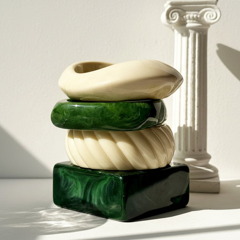 Bracelete Chunky Verde & Off-white | By Mireva