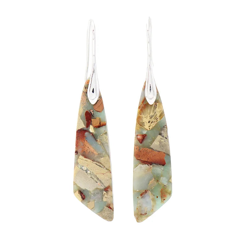 Brinco Longo de Pedra Natural Multicolorida