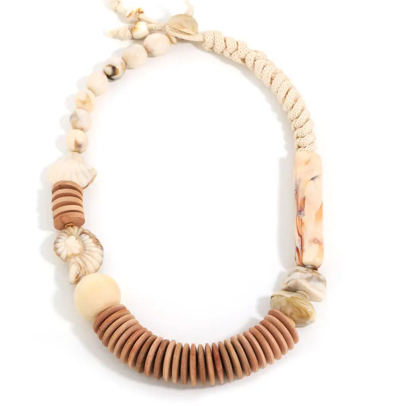Colar Boho Natural – Madeira, Conchas e Detalhes Artesanais | By Mireva