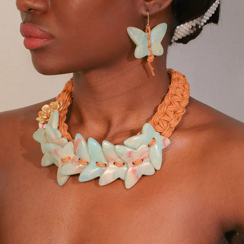 Colar & Brincos Borboletas Pastel Handmade | By Mireva