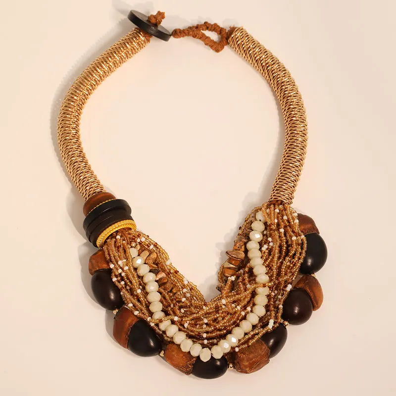 Colar Boho Cascata de Sementes Dourado | By Mireva