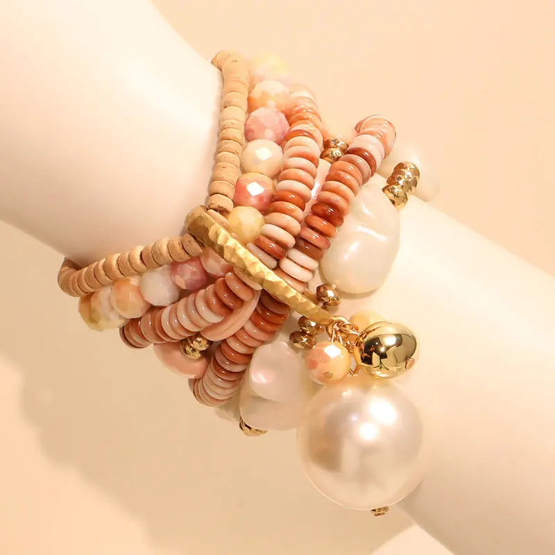 Conjunto de Pulseiras com Contas Feitas à Mão
