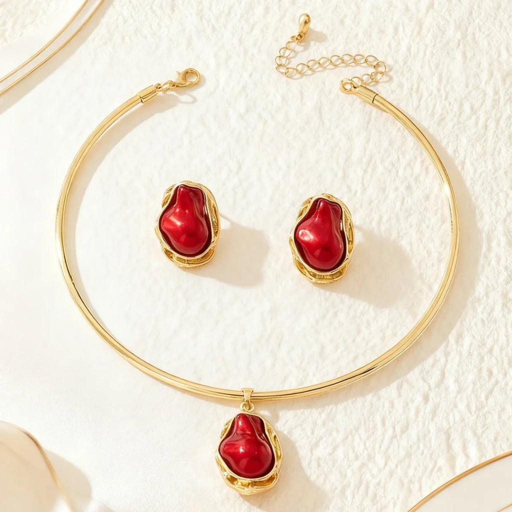 Conjunto de Joias Pérola Irregular Dourado