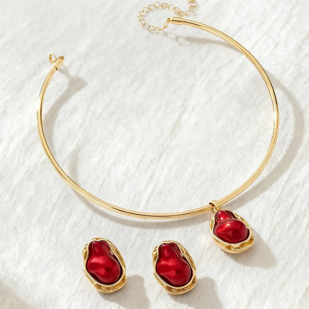Conjunto de Joias Pérola Irregular Dourado
