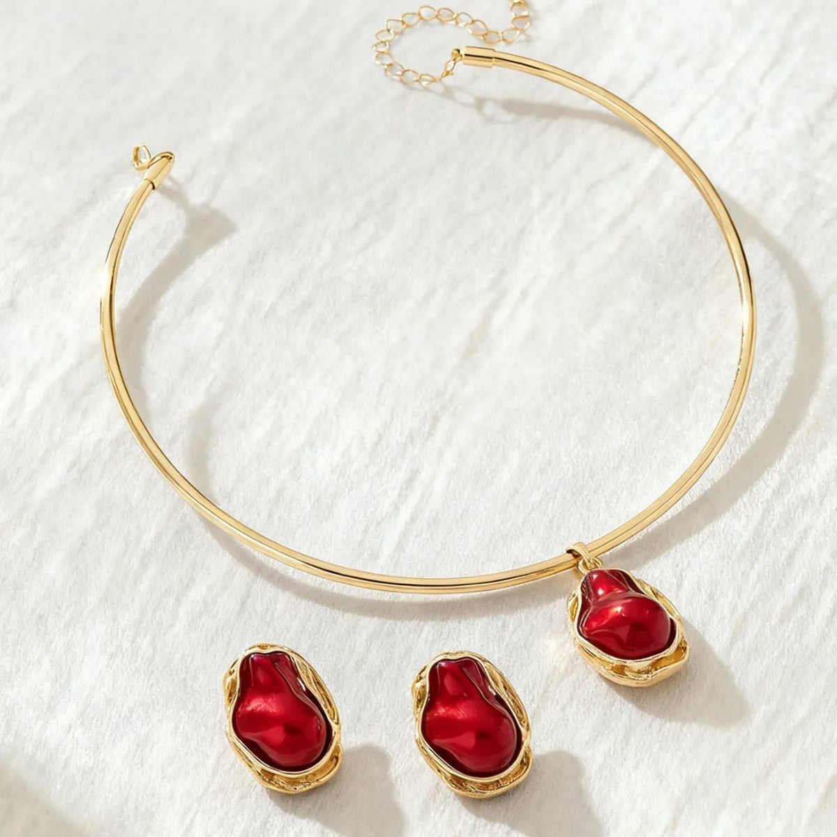 Conjunto de Joias Pérola Irregular Dourado