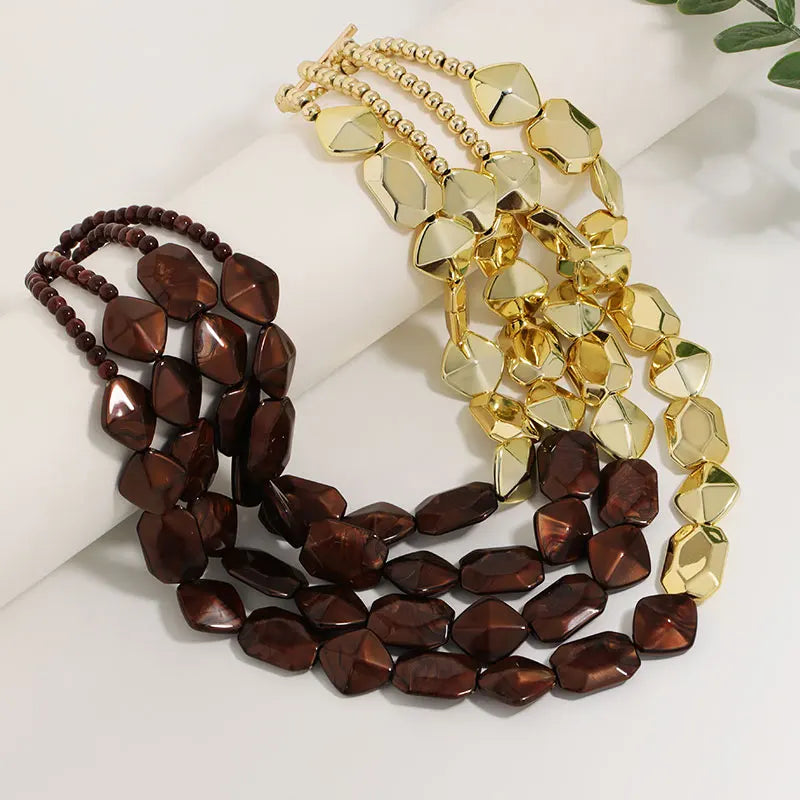 Colar Maxi Bicolor Âmbar & Dourado | By Mireva