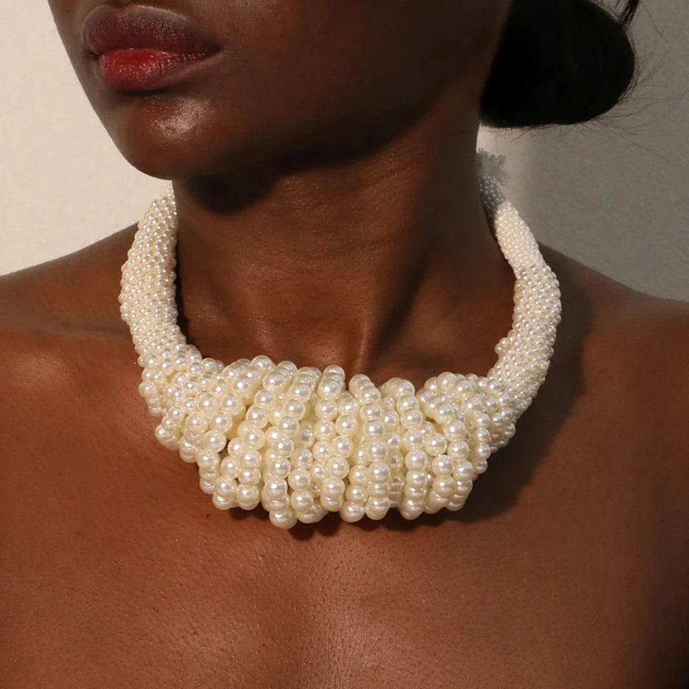 Colar Statement Maxi Pérolas Brancas | By Mireva