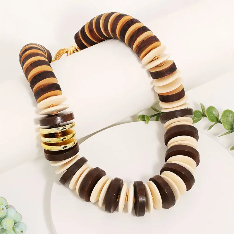 Colar Boho Fashion com Contas Grandes Feito à Mão