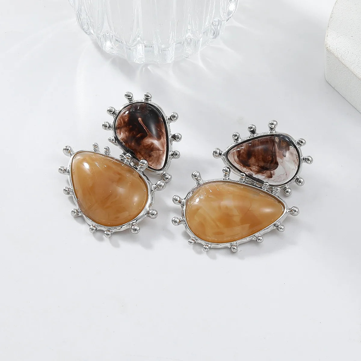 Brinco Gota Dupla Caramelo & Café | By Mireva