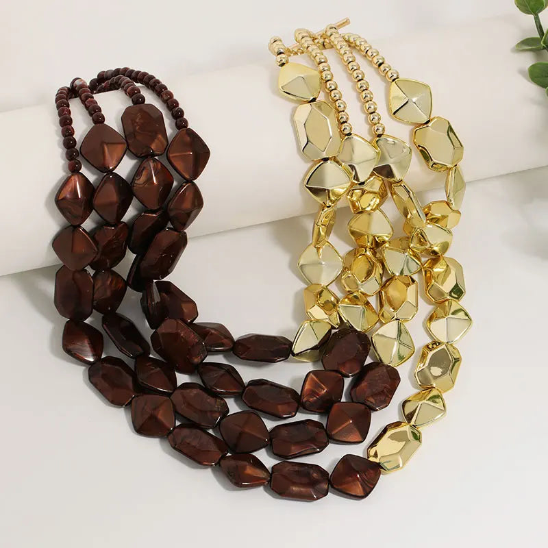 Colar Maxi Bicolor Âmbar & Dourado | By Mireva