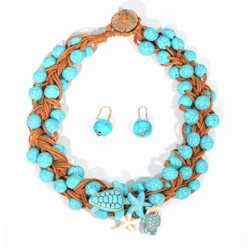 Colar & Brincos Turquesa Praia Chic | By Mireva
