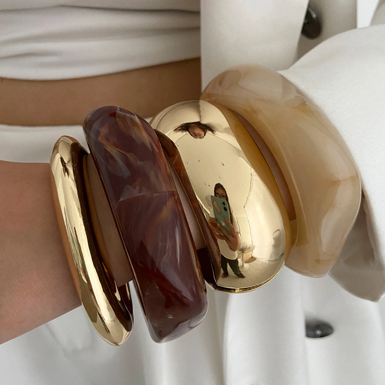 Bracelete Chunky Mix Dourado & Resina | By Mireva