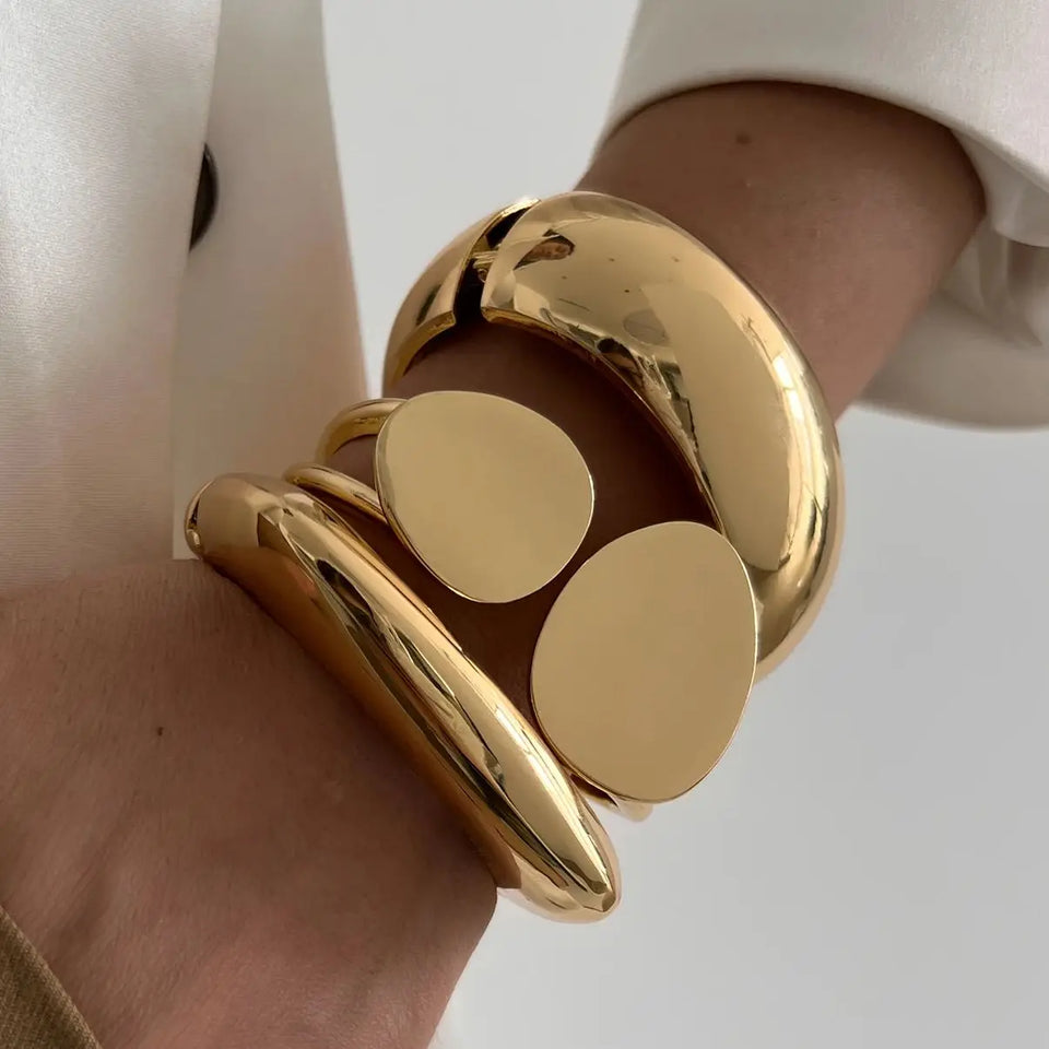 Pulseira Chunky Geométrica Dourada | By Mireva