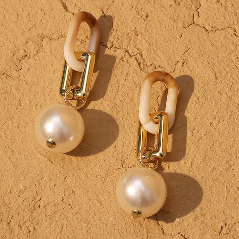 Brincos Longos de Pérolas Feitos à Mão