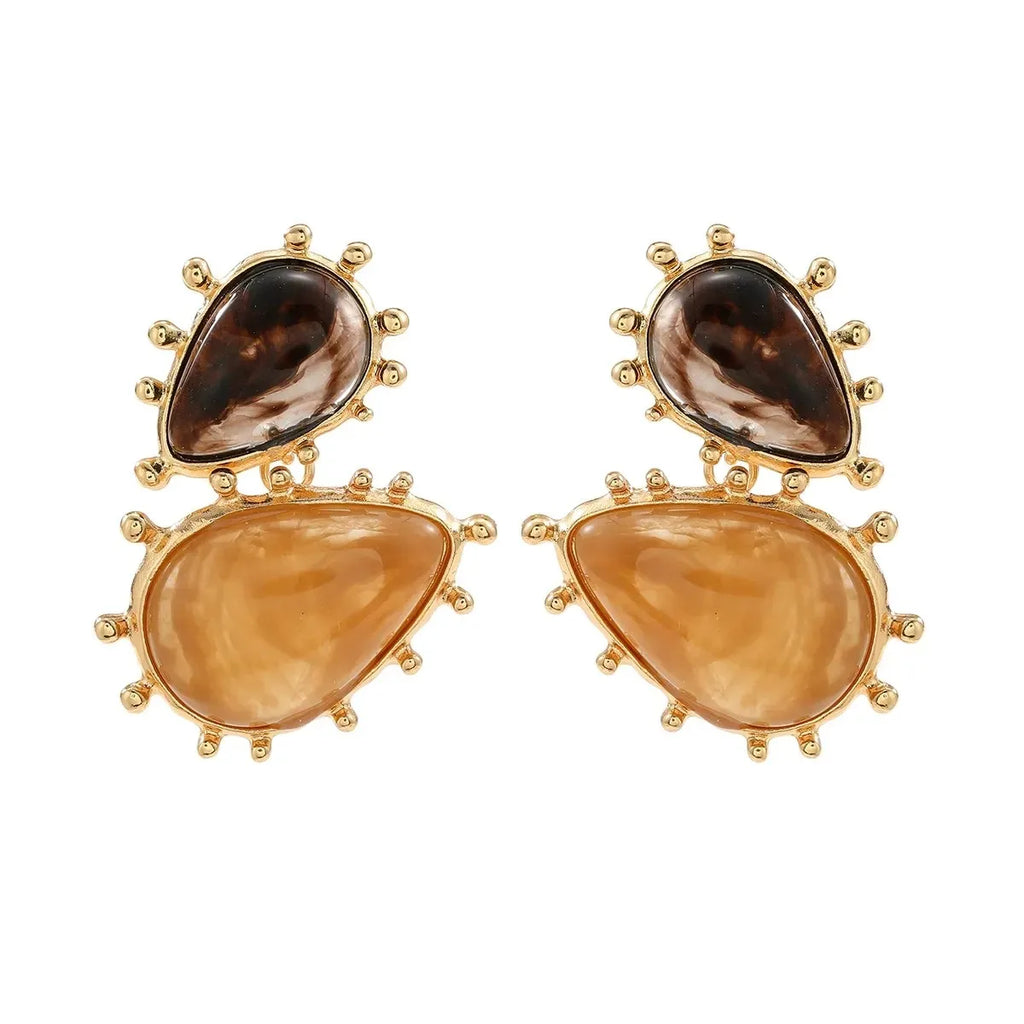 Brinco Gota Dupla Caramelo & Café | By Mireva