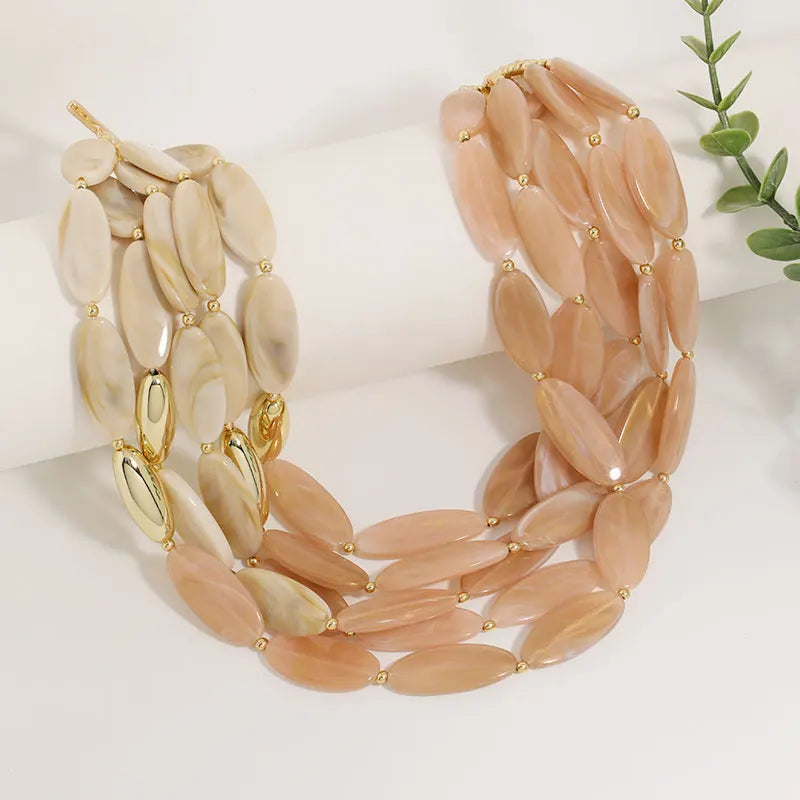 Colar Boho Degradê Vermelho e Preto Multicamadas | By Mireva