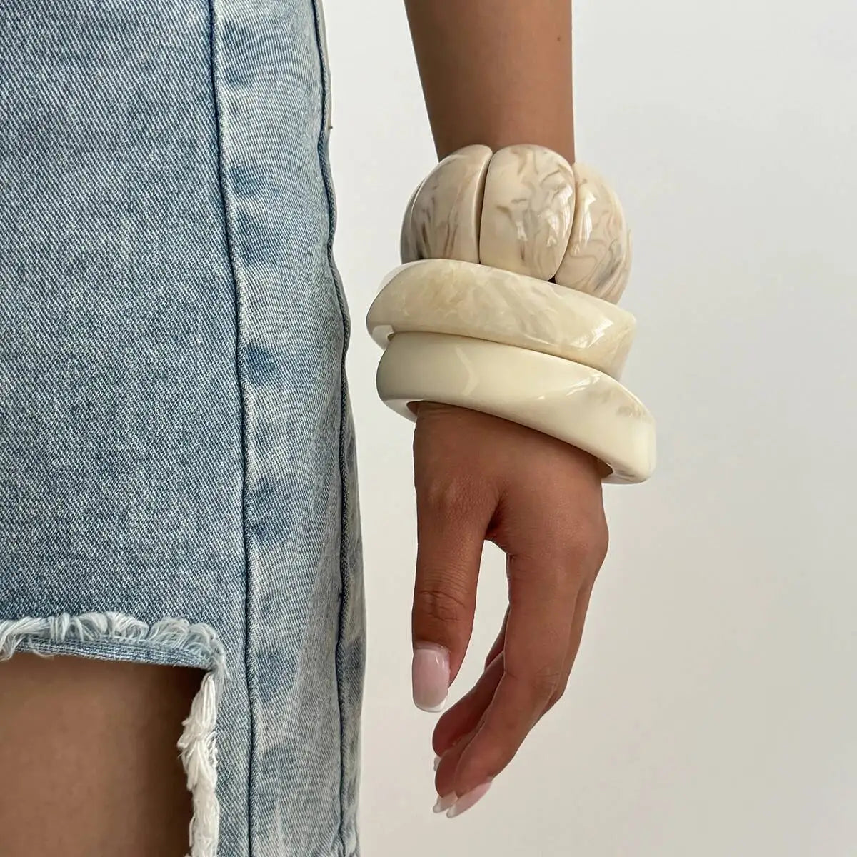 Pulseira Boho Marfim Marmorizada | By Mireva