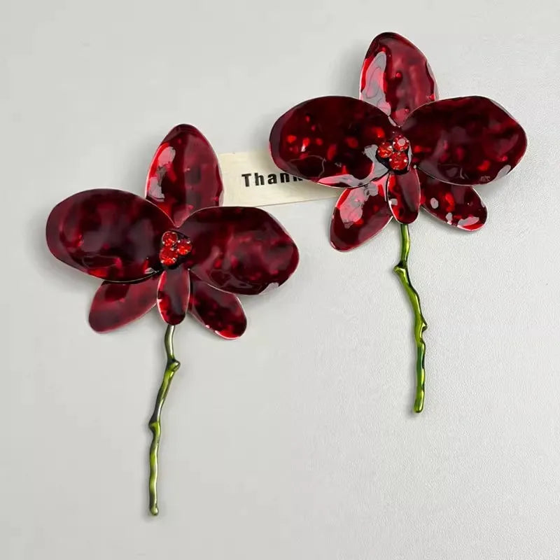 Brinco Maxi Orquídea Vermelha