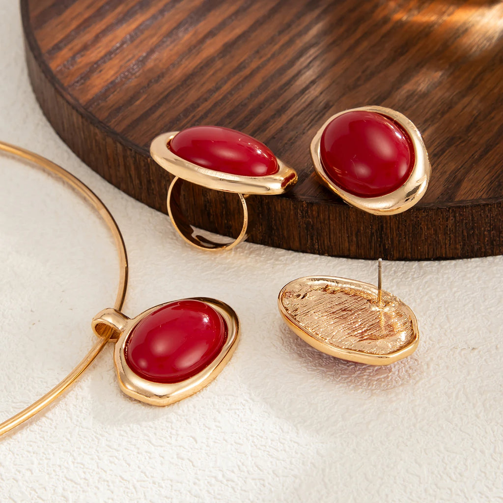 Conjunto de Joias Âmbar Dourado