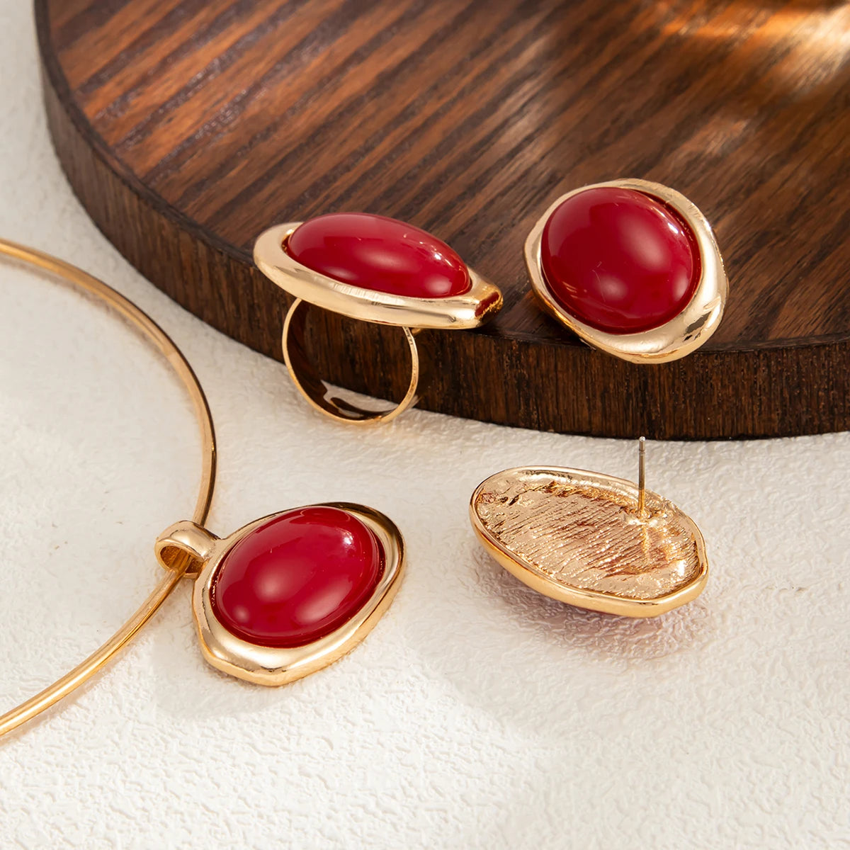 Conjunto de Joias Âmbar Dourado