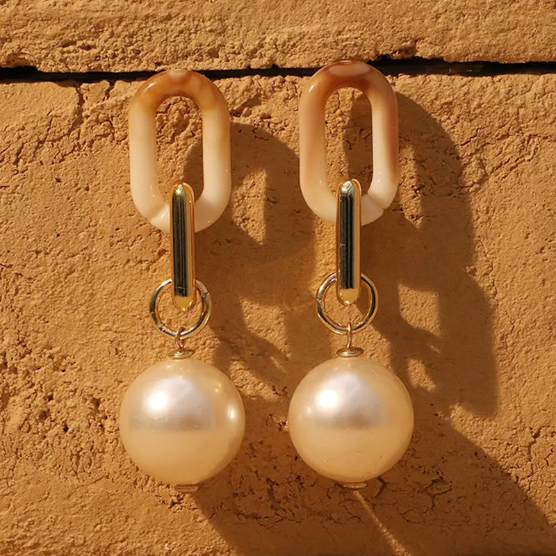 Brincos Longos de Pérolas Feitos à Mão