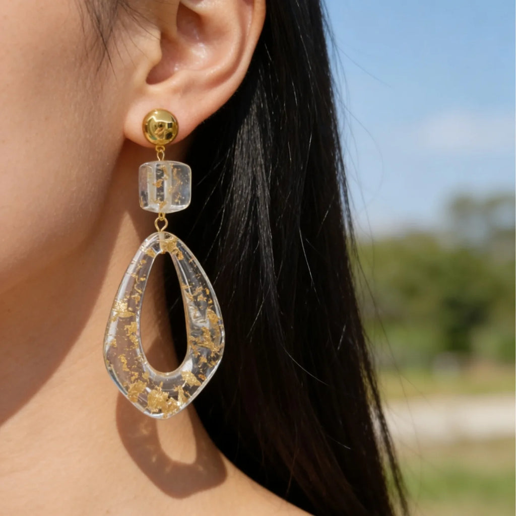 Brinco Maxi Gota Orgânica Dourada