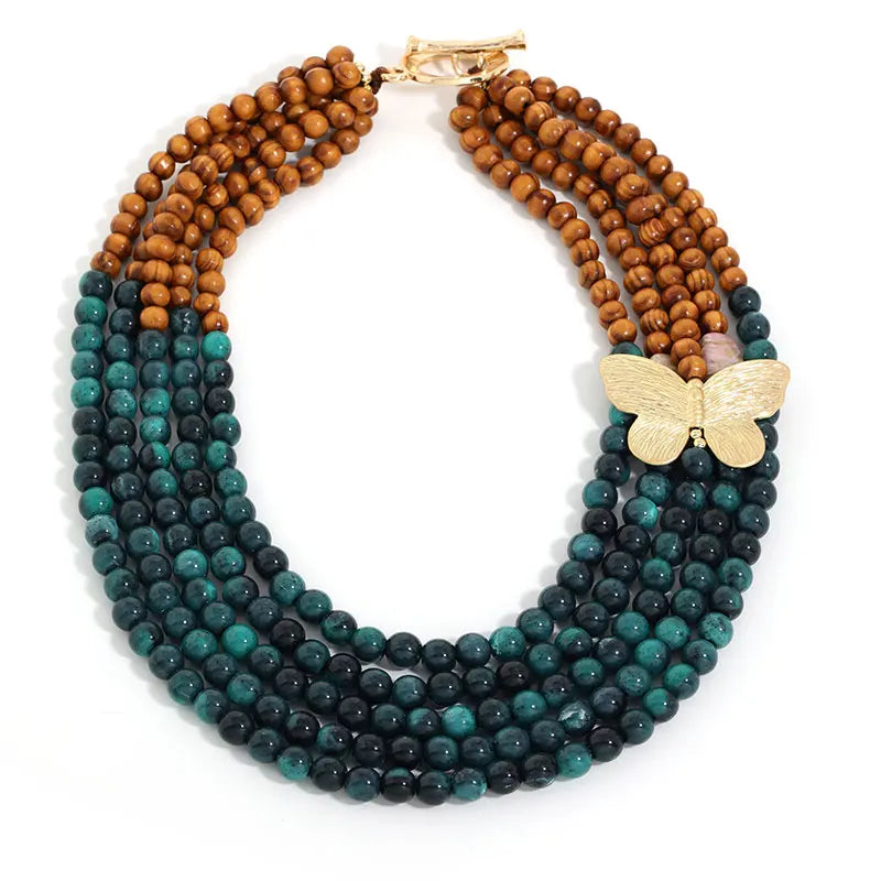 Colar Boho Madeira & Borboleta | By Mireva