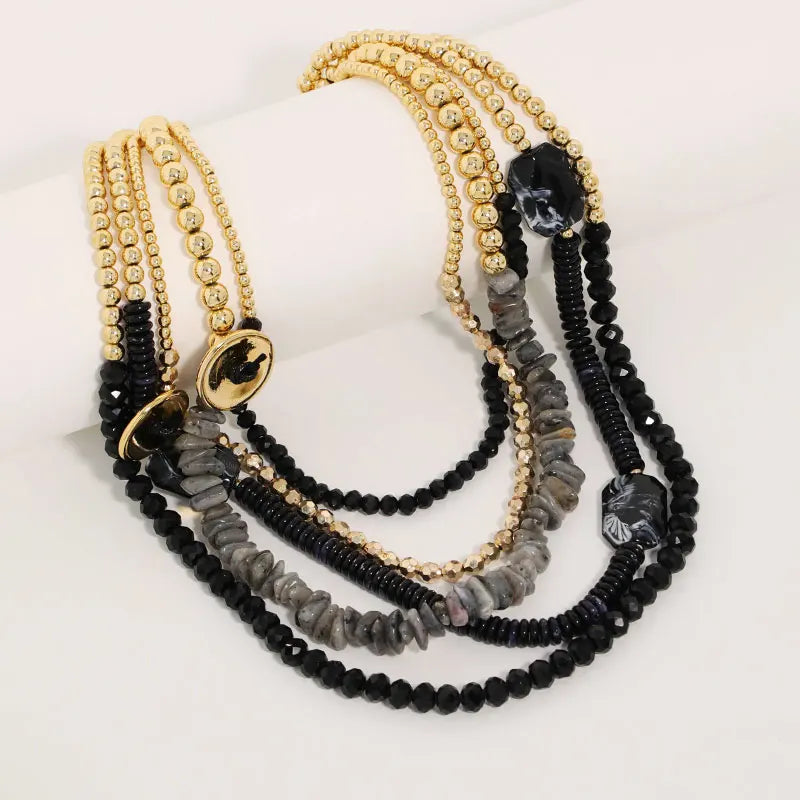 Colar Statement Dourado & Preto Multicamadas | By Mireva