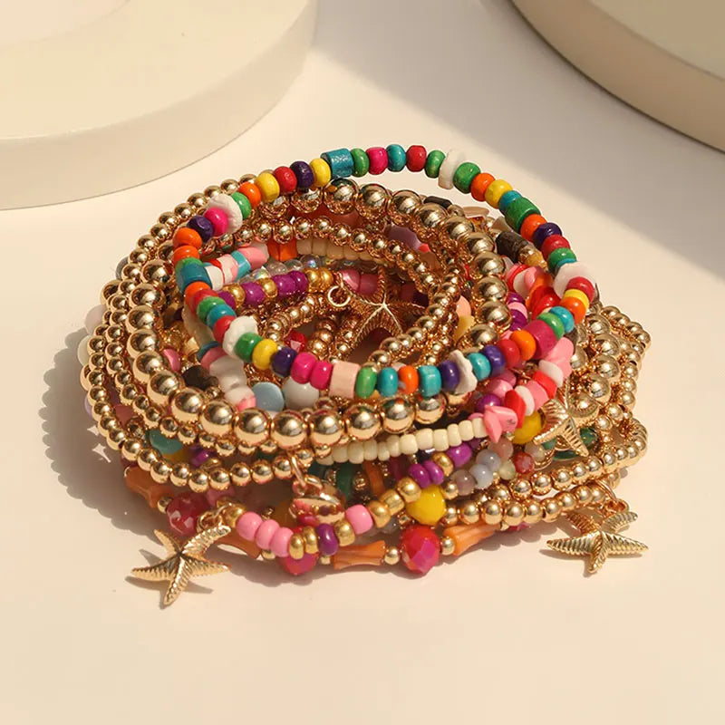 Conjunto de 18 Pulseiras Coloridas Estilo Boho