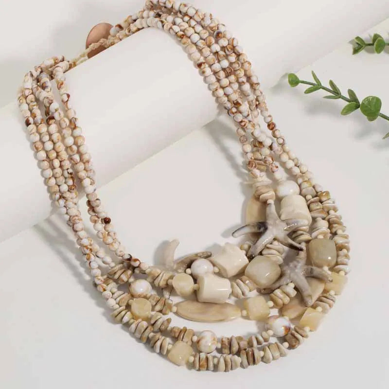 Colar Boho Multicamadas Areia & Marfim | By Mireva